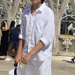 Zara Linen blend White Button Down Shirt